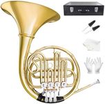 B Flat 4 Key Single Row French Horn - Brass Lacquer Gold Craft French Horn - Includes Musical Instrument Box For Beginners Examinations Professional Performance
