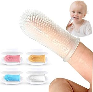 Itsy Bitsy People Baby Toothbrush, 360 Degree Bristle Silicone Finger Toothbrush 6 to 12 Months, and Toddler Toothbrushes 1-2, Set of 4 – Multi Colors