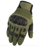 Full Finger Touch Screen Contact Gloves Hard Knuckle Cycling Biking Paintball Airsoft (Green, Large)