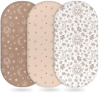 Unnivoll Baby Bassinet Sheets Girl Boy, Fitted Bassinet Sheet Set 3 Pack Bassinet Mattress Sheets Universal Fit for Rectangle, Round, Oval, Hourglass Mattress, Soft Breathable White Brown Sun God