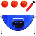 SAHENITEANA Trampoline Basketball Hoop, Breakaway Rim for Dunking Trampoline Basketball Attachment with Mini Basketballs Trampoline Accessory for Indoor Outdoor Use (Blue)