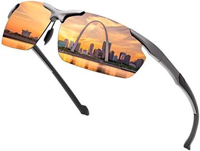 LJIMI Sports Polarized Sunglasses for Men and Women Cycling Driving Fishing Golf 100% UV Blocking Retro Sun Glasses Ultralight Eyewear Al-Mg Metal Half-Frame with Spring Hinges Shades Eyeglasses