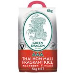 Green Dragon Thai Fragrant Jasmine Rice 5KG | Thai Hom Mali | AAA | Premium Rice | White Rice | Chinese Ingredients | Chinese Asian Cooking | 5KG