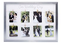 Kate & Milo Keepsake 'Our Wedding Day' Collage Picture Frame, Wedding Gift, Newlywed Gift, Silver
