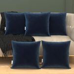 MY ARMOR Micro Fibre Square Pillow, Cushion for Sofa, Car and Decoration (12 x 12 inch or 30.5 x 30.5 cm (Pack of 5), Diwali Gifts for Family and Friends, Navy Blue Velvet Cover)