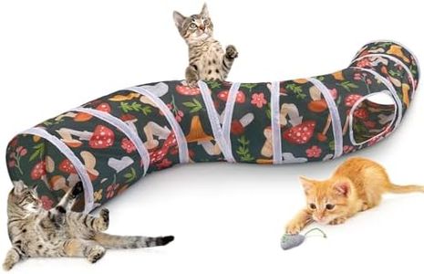 Glittme Cat Tunnel, Cat Tunnels for Indoor Cats, S-Shape Peekaboo Cat Cave with Cat Toys, Foldable Cat Tubes and Tunnels for Cats, Rabbit, Puppy, Guinea Pig