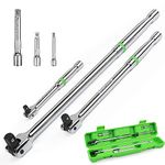 SWANLAKE 6PC Breaker Bar Set,1/4", 3/8" & 1/2" Drive,Heavy Duty Breaker Bars, 6-inch, 10-inch, 15-inch Length with 180° Rotatable Head