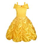 Lito Angels Girls Princess Belle Costume Princess Dress Up Halloween Party Dresses , 3-4 Years, Gold