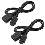 LT Easiyl 2 pcs 9 Pin Controller Handle Grip Extension Cord Cable Compatible with Sega Genesis Compatible with Mega Drive 1 2 3 Controller Cable 6FT Length (black)