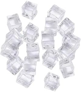 ARZASGO 50PCS Fake Acrylic Ice Cubes 0.8", Clear Ice Rocks Decorative Stone for Photography, Weddings, Food Displays & DIY
