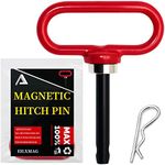 EilxMag Magnetic Hitch Pin, Lawn Mower Trailer Hitch Pins - Strong Heavy Duty Neodymium Magnet Trailer Gate Pin for Mowers, Lawn Tractors, Towing Cargo, ATV - Simple One Handed Hook On & Off（Red）