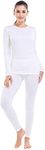 MANCYFIT Thermal Underwear for Women Long Johns Set Fleece Lined Ultra Soft White Large