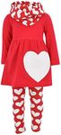 Unique Baby Girls Valentine's Day Double Hearts Legging Set (10/XXXL, Red)