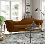 SK Woody Luxury Velvet Flared Arm Curved Sofa for Bedroom, Living Room, Dining Room, Drawing Room, Home Office, Lounge