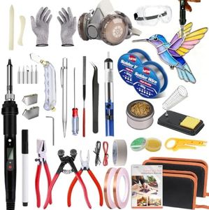 Ecoofor Stained Glass Starter Kit, Complete Stained Glass Making Kit with 100W Soldering Iron, Glass Cutter Tools, Diamond Cutter Set & Instructions for DIY Crafts, Stained Glass Kits for Adults