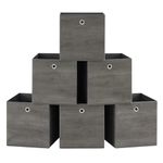 SONGMICS Storage Cubes, Set of 6 Storage Bins with Handle, Non-Woven Fabric Storage Boxes, 33 x 33 x 33 cm, Fit Cube Storage Unit, Foldable, Clothes Storage, Misty Grey RFB133G01