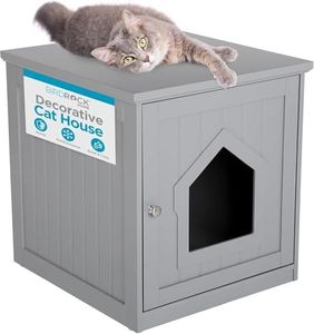 BIRDROCK HOME Cat Litter Box Furniture Enclosure - Hidden Kitty Litter Cat House with Hinged Door, Nightstand, Side Table & Pet Crate, Indoor & Outdoor Wood Cabinet for Small Cats and Dogs - Grey