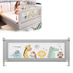 EAQ Baby Guard Bed Rails for Toddlers-Multi Gear Adjustable Height Seamless Press Bed Guardrail for Kids Great Fit for Twin, Double, Full-Size Queen & King Mattress,No Gap (Zoo, 59IN)