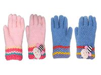 FabSeasons Acrylic Woollen Winter Gloves for Boys and Girls (Pink, 2-5 years)- Pack of 2