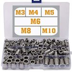 Stainless Steel Rivet Nuts M3 M4 M5 M6 M8 M10 Nutsert Threaded Insert Rivnuts Assortment Kit 199 Pieces