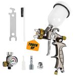 BEETRO TC0555 HVLP Touch Up Mini Air Spray Gun for Clearcoats 1.0mm Stainless Steel Nozzle 150ml Capacity 7.0CFM 22psi with Type 2 Adapter Air Control Valve and Filter Professional