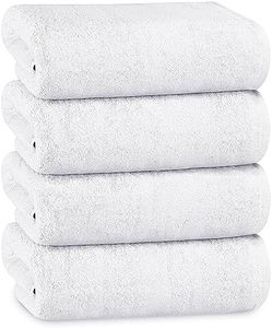 Olivia Rocco Hotel Collection Towels White Grey Hospitality Commercial Towel Set for Hotels B&Bs Hospitals 100% Soft Cotton Super Absorbent and Quick Dry, 4 PK Bath Towels White