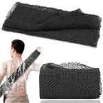 African Net Long Bath Net Sponge,JASSINS African Bathing Sponge,Body Exfoliating Long Net Shower Body Scrubber Back Scrubber Skin Smoother,Stretch Length to 66 Inch (BLACK)