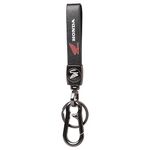 Techpro Long Leather Key Chain, Key Ring with Hook Metal & Leather Black Finish Key Chain for Men & Women & for Gift