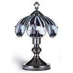 Ore International K320 Glass Wolf Scene Touch Lamp, Satin Nickel