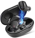 Wireless Headphones, Moosen Bluetooth Earbuds IPX7 Waterproof Wireless Earphones 5.0 with Deep Bass, Mini Portable LCD Digital Display Charging Case, Noise Canceling, Touch Control for Running Sport