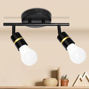 LTBLIGHT LED Track Lighting Fixtures, Rotatable 2-Light Ceiling Light Kit, Flush Mount Matte Black Ceiling Spotlight, Track Lights for Kitchen, Bedroom, Hallway, E26 Base, Bulbs Not Included
