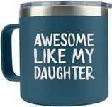 KLUBI Dad Birthday Gift - Awesome Like My Daughter Mug Tumbler 14oz Gifts for Dad Who Wants Nothing Birthday Gifts for Dad From Daughter Girl Dad Mug Birthday Presents for Dad Cups Dad Gifts from Kids