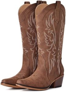 Eyriphy Cowboy Boots for Women, Western Cowgirl Boots Mid Calf Snip Toe