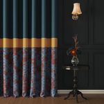 Story@Home Whiteout Digital Print Curtains for Window 5 Feet Long 1 Piece, Thermal Insulated, Room Brightening Window Curtains | Elegant Curtains for Living Room, (118 x 152 cm, Navy Blue & Copper)