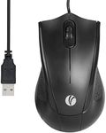 VCOM Wired USB Mouse with 1200 DPI & 1.8 Meter Cord, Right or Left Hand Use for Work Study Home, 3-Button Ergonomic Optical Mouse Compatible with PC Laptops Desktop Computer Windows Vista Linux, Black