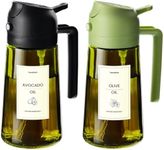 TrendPlain - Original 16oz/470ml Olive Oil Dispenser Bottle for Kitchen Gadgets and Air Fryer Accessories - Olive Oil Sprayer for Cooking w/Stickers - Black&Green