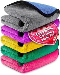 Car Wash Thick Microfiber Cleaning Cloth - 5Pcs Microfiber Towels Cleaning Supplies for Home Kitchen Towels Absorbent Window Cleaner- 12x12 Car Rag Drying Towel Cloth for Glasses Dish Washcloths Bulk
