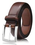 Milorde Men's Genuine Leather Dress Belt, Handmade, 100% Cow Leather, Fashion & Classic Designs for Work Business and Casual(34 (waist32UK),Dark Brown)