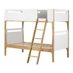 South Shore Furniture Bebble Modern Twin Bunk Beds (39"), Pure White and Exotic Light Wood