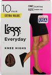 L'eggs womens L'eggs Everyday Women's Nylon Knee Highs Sheer Toe - Multiple Packs Available Pantyhose, Sun Tan 10-pack, One Size US