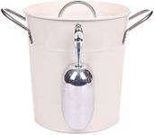 Home by Jackie Inc T586 Cream White 4L Metal Double Walled Ice Bucket Set With Lid And Scoop
