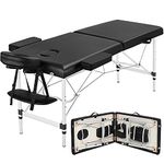 Yaheetech Aci Portable Massage Table 84Inch Massage Bed Aluminium Height Adjustable Facial Salon Tattoo Bed With Carring Case,3 Fold,Extra Wide,Black