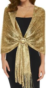 BANETTETA Galaxy Star Sparkling Shawls with Buckle/Wraps for Wedding Evening Dresses Cocktail, B. Gold, Medium