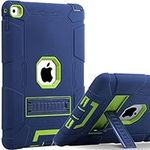 BENTOBEN iPad Air 2 Case, iPad Air 2 Case Kids, Three Layer Shockproof Full Body Protection Heavy Duty Hybrid Hard PC Soft TPU Bumper Protective Kickstand Case Cover for iPad Air 2 - Navy Blue/Green