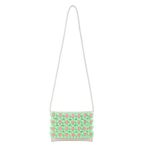 Ayliss Women's Handwoven Crossbody Handbag Small Summer Beach Shoulder Handbag Woven Cotton Crochet Cute Flower Purse Bag, Rectangle Green, One Size