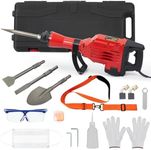 GarveeTech Jack Hammer - 2200W, Heavy Duty, With Shoulder Strap, 1700 Bpm Concrete Breaker, 4pcs Chisels, Case, Gloves