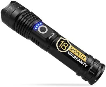 IBELL FL8360S Rechargeable LED Flashlight, Aircraft Aluminum Body, Telescopic Zoom, Water Resistant, Ultra Long Beam Range with 5 Light Modes (Black)
