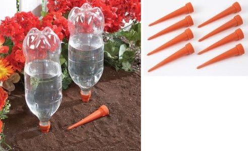 Collections Etc Automatic Irrigation Watering Spikes, 8 Pack, with Slow Drip Design, Orange