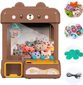 cxjoigxi Mini Claw Machine for Kids with Volume Control and 60 Seconds Countdown,2 Power Supply Modes.Arcade Game Toys with Prizes,Flashing LED Lights and Sound(Bear)