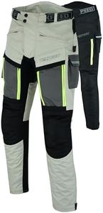 Texpeed Mens Motorcycle Trousers Off White Beige Waterproof Motorbike Biker Pants With CE Protective Armour (EN 1621-1) M